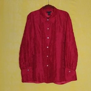 Attractive silk red women's blouse
